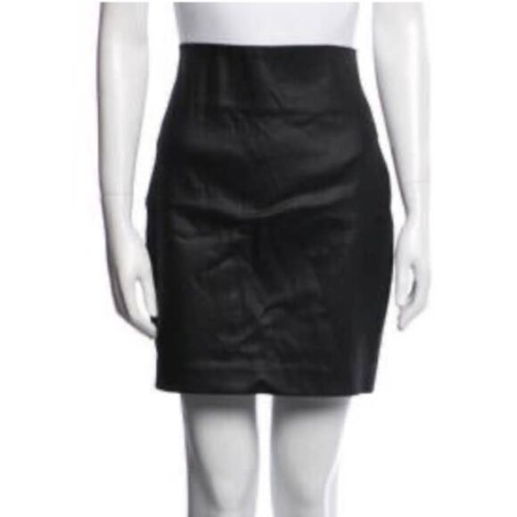 The‎ Kooples Pencil Skirt Solid Black Back Zip Mini Women's 40 Coated Fabric - Picture 1 of 12